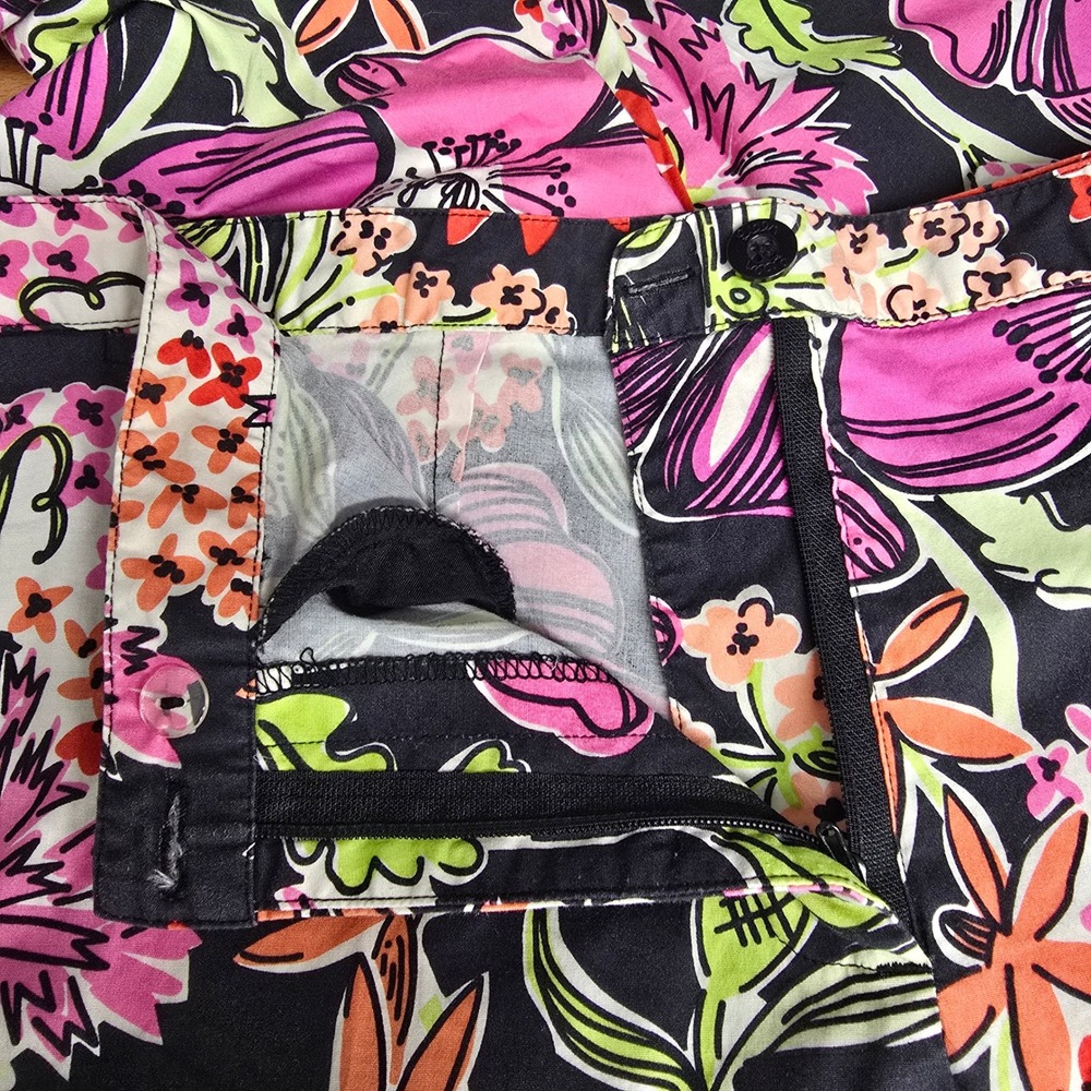 Lilly Pulitzer Women Size 4 Floral Print Crop Pants Black Pink Multicolor Preppy - Picture 9 of 9